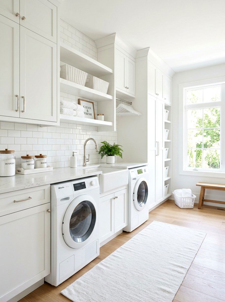 All white laundry room - 30 laundry room ideas