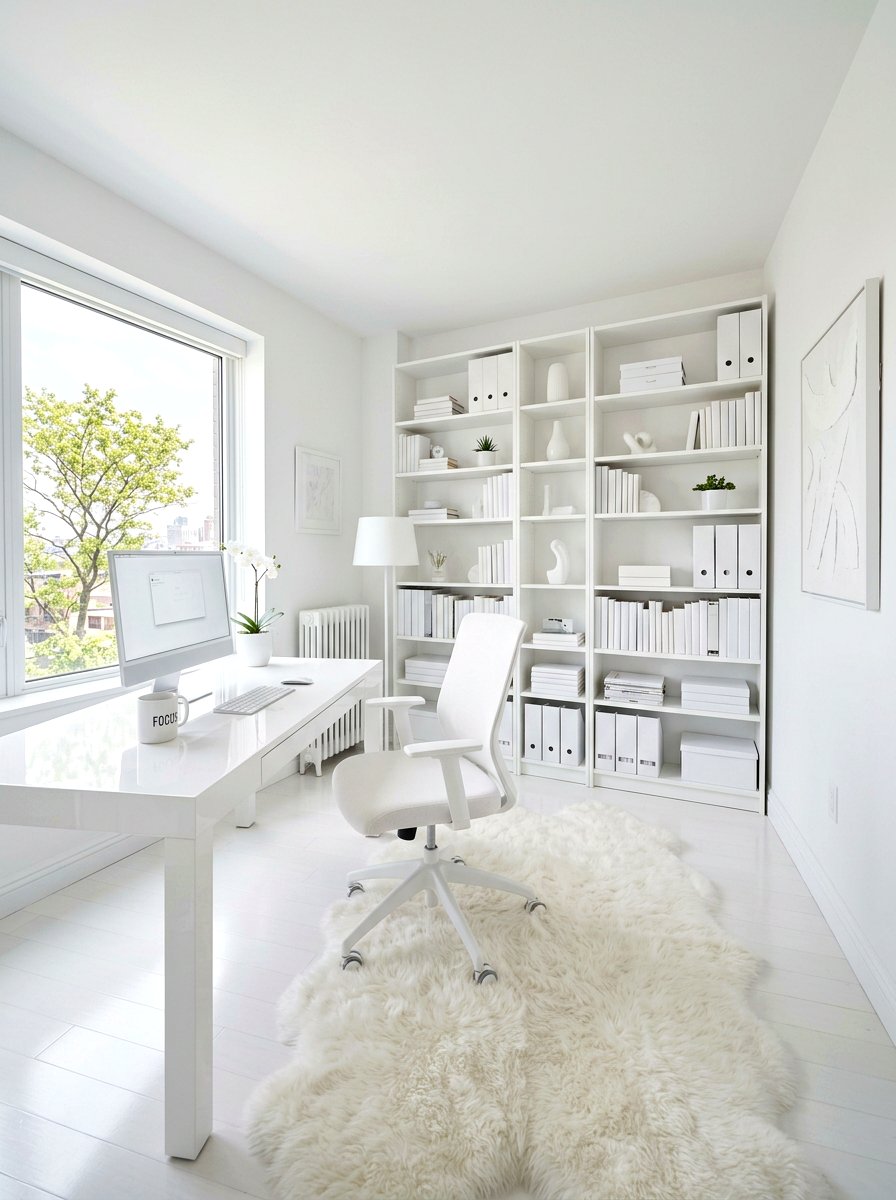 All white office - 30 viral home office ideas