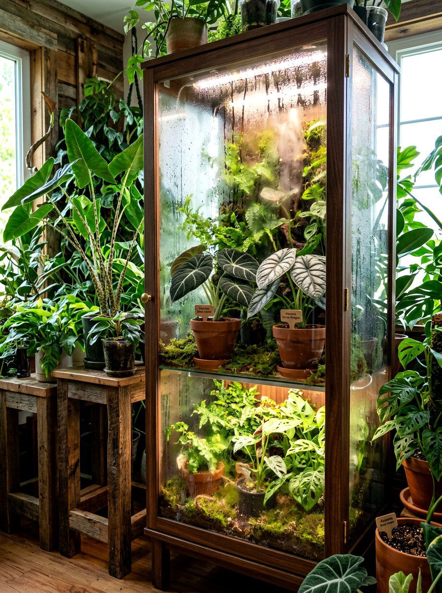Alocasia Greenhouse Cabinet - 30 indoor greenhouse cabinet ideas