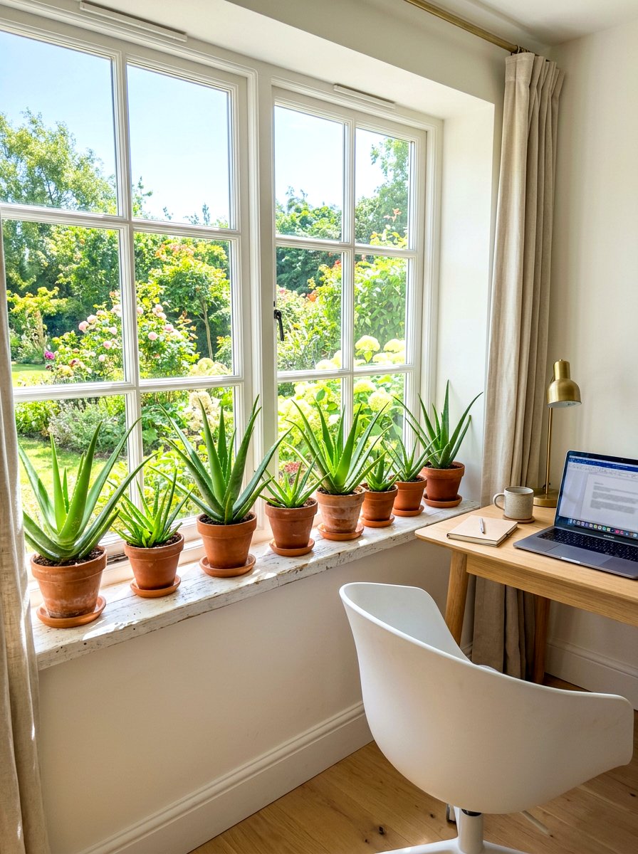Aloe Vera On Sunny Windowsills - 30 home office plant ideas
