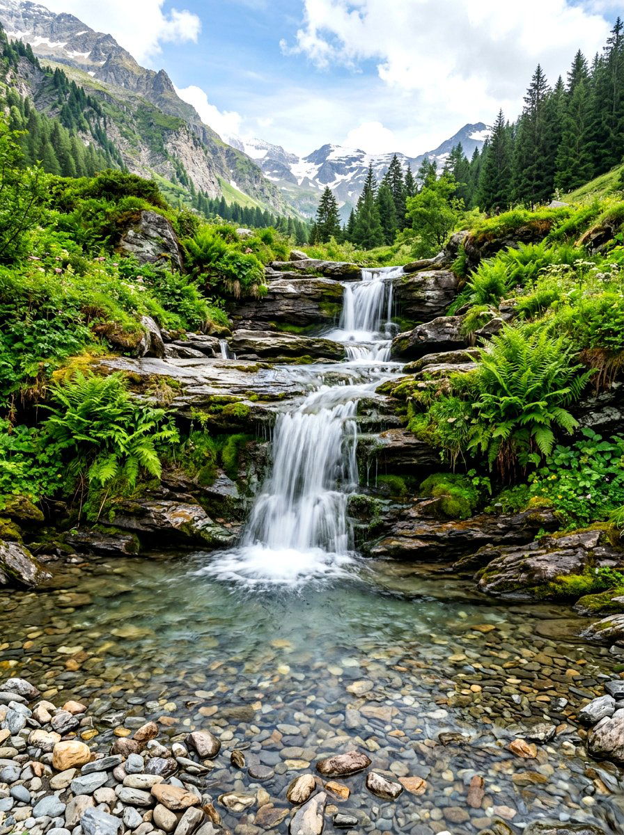 Alpine Rock Waterfall - 30 alpine garden ideas