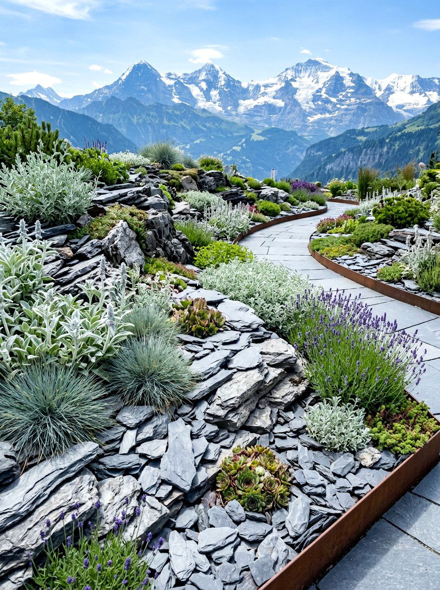 Alpine Slate Garden - 30 alpine garden ideas