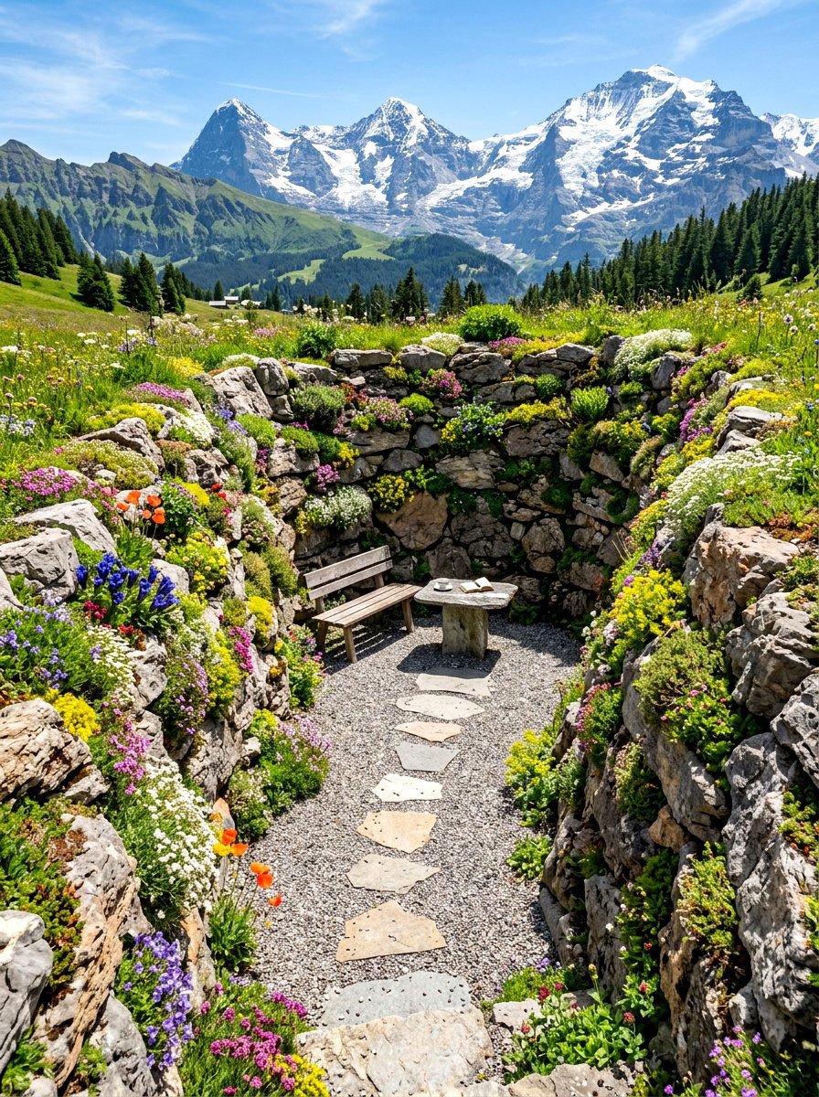 Alpine Sunken Garden - 30 alpine garden ideas