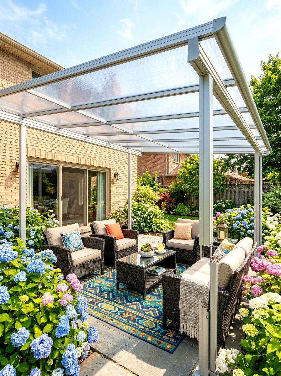 Aluminum Frame Acrylic Patio Roof - 30 transparent patio roof ideas