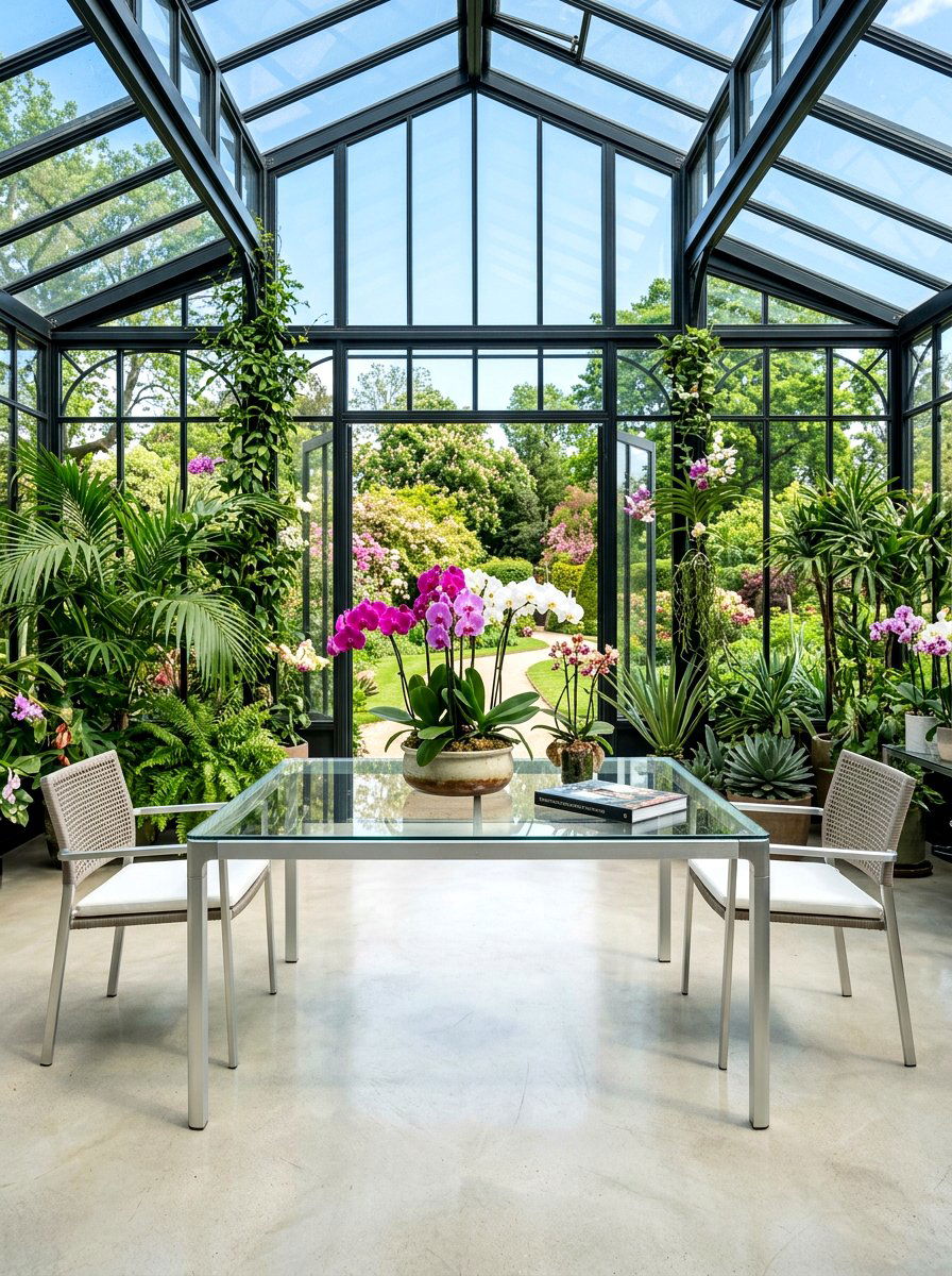 Aluminum Frame Garden Table - 30 greenhouse storage bench ideas
