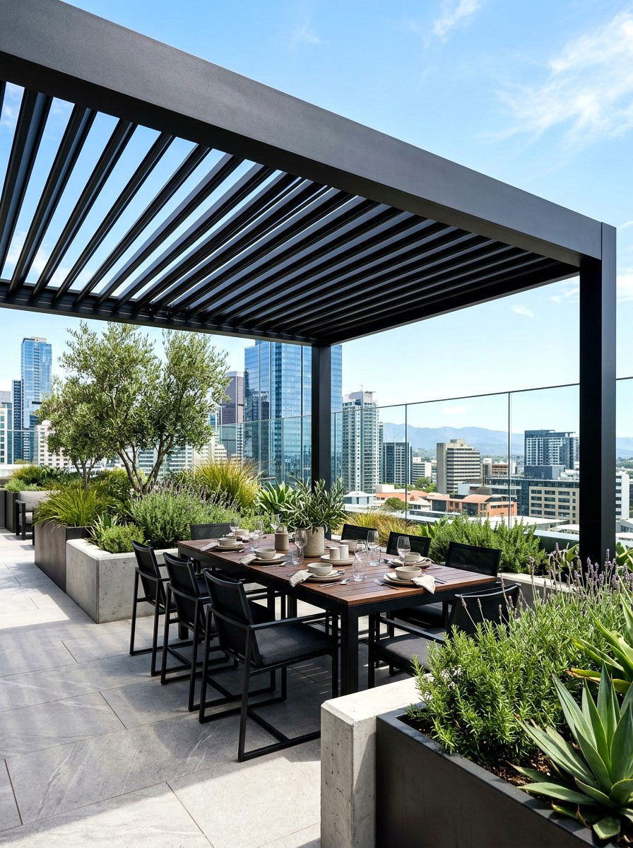Aluminum Louvered Screen - 30 rooftop privacy screen ideas