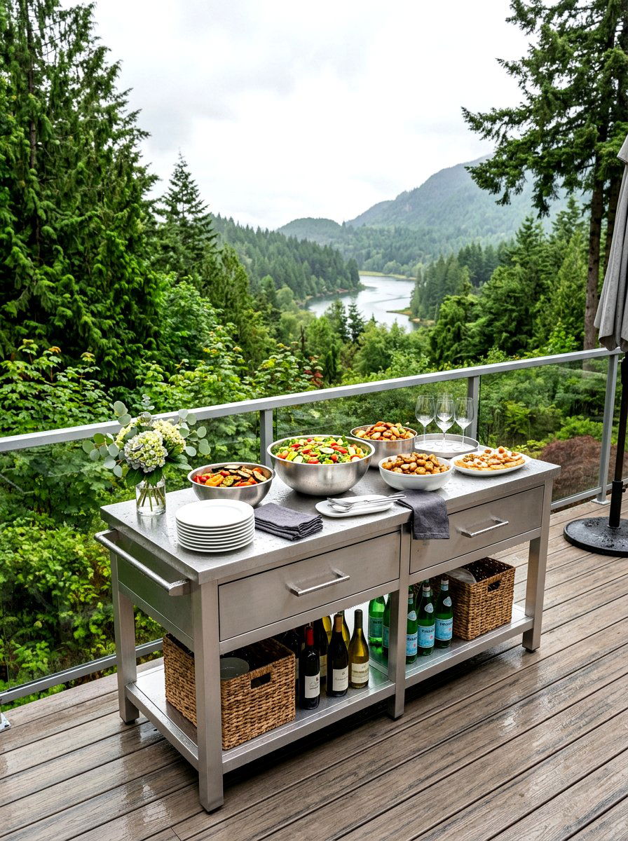 Aluminum Outdoor Buffet - 30 serving cart patio ideas
