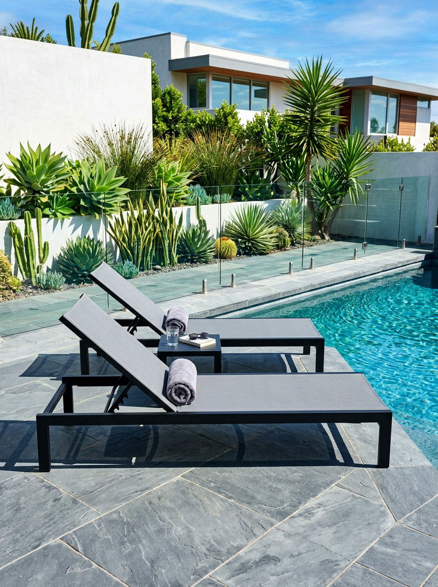 Aluminum Poolside Sunbed - 30 outdoor lounge chair ideas