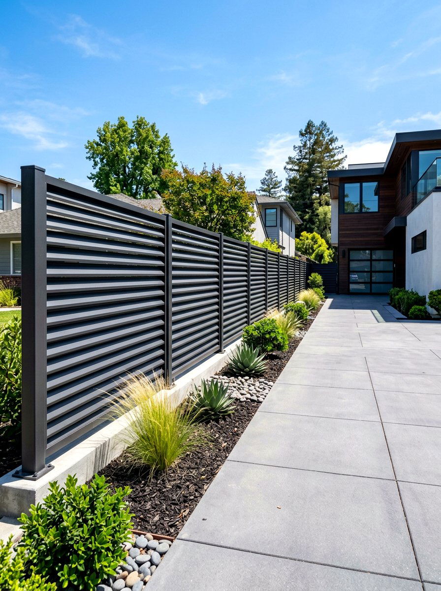 Aluminum Slat Fence - 30 horizontal fence ideas