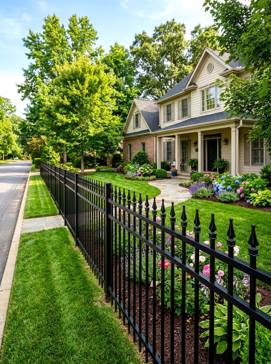 Aluminum Spear Top Fence - 30 metal fence ideas