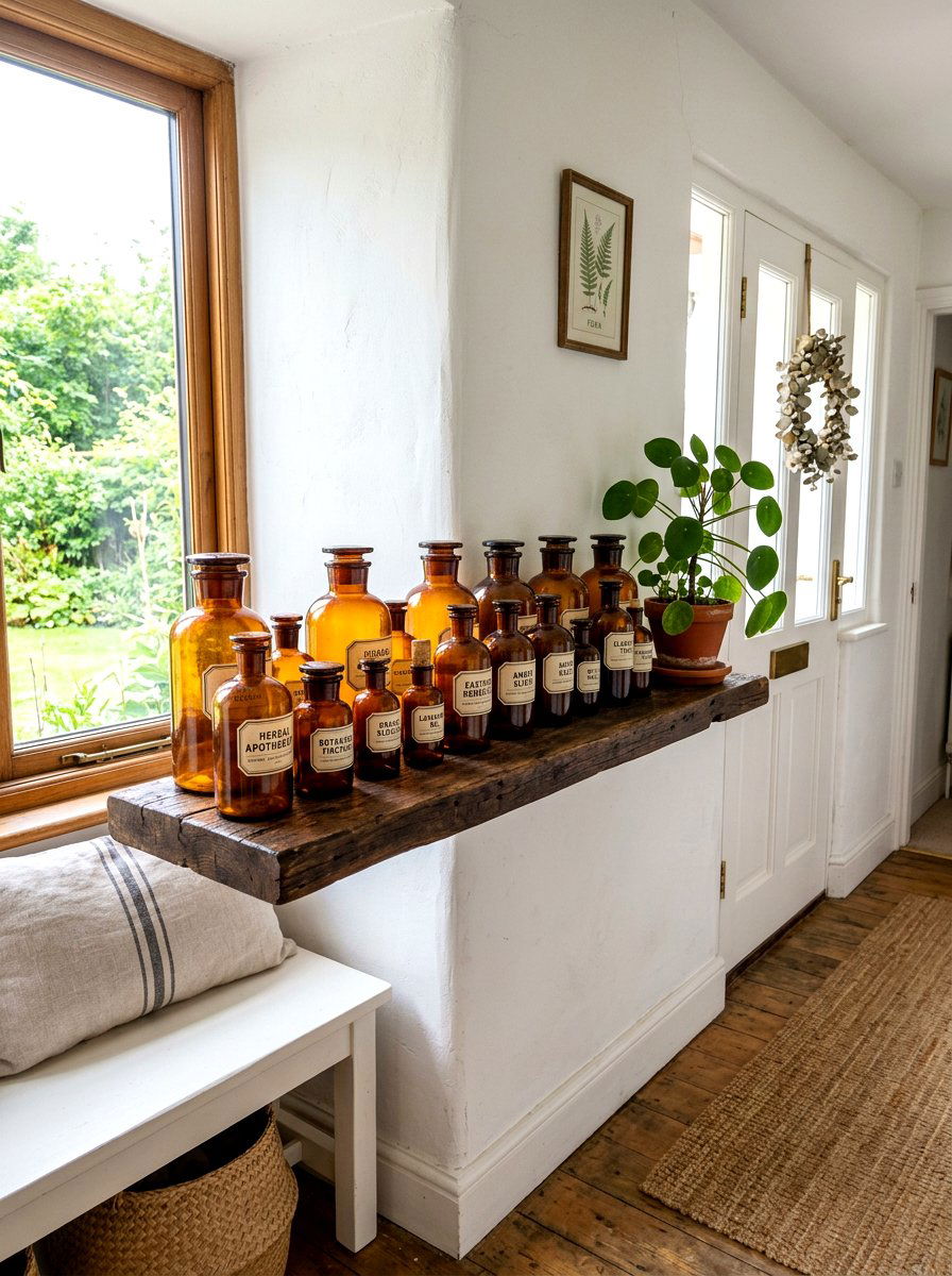 Amber Glass Bottles - 30 fall entryway decor ideas
