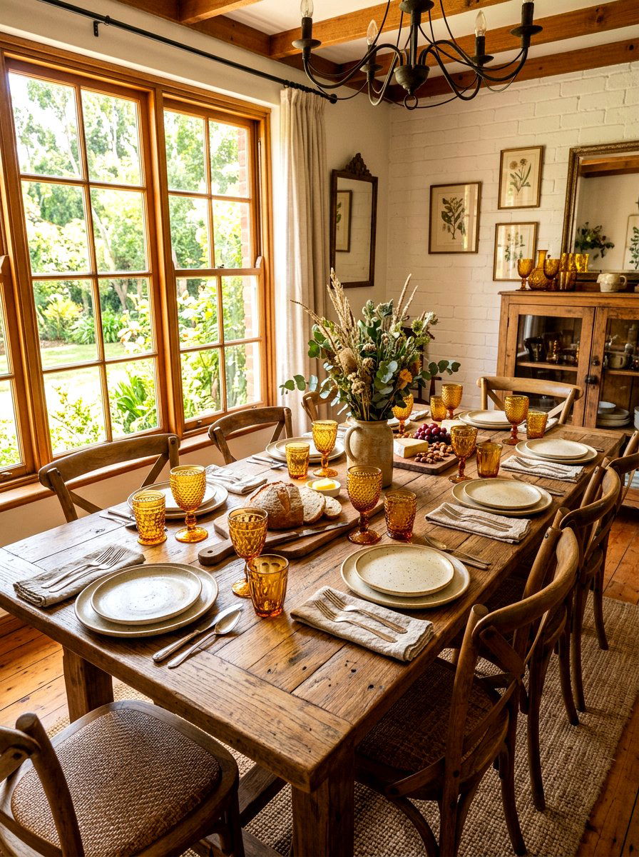 Amber Glassware Decor - 30 fall harvest table ideas