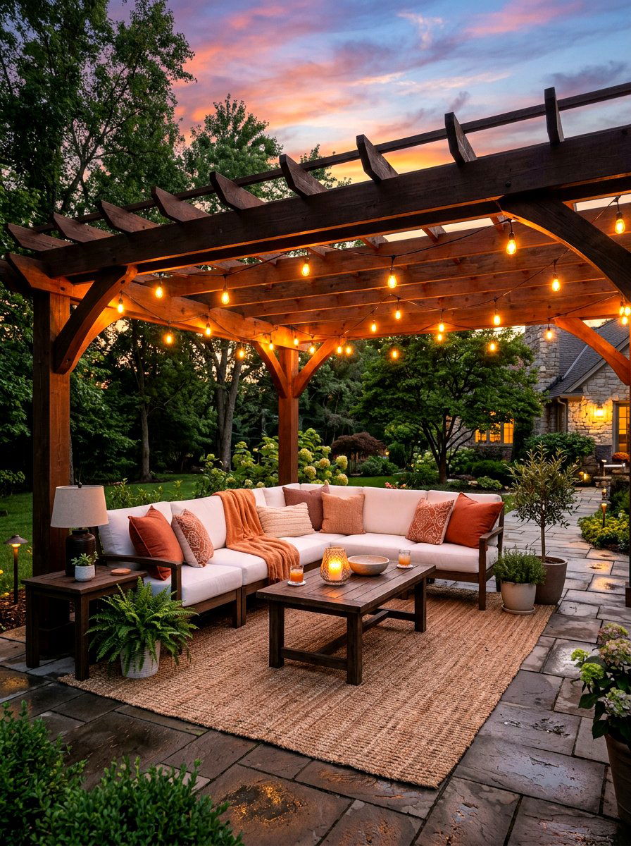Amber String Lighting - 30 sunset inspired patio ideas