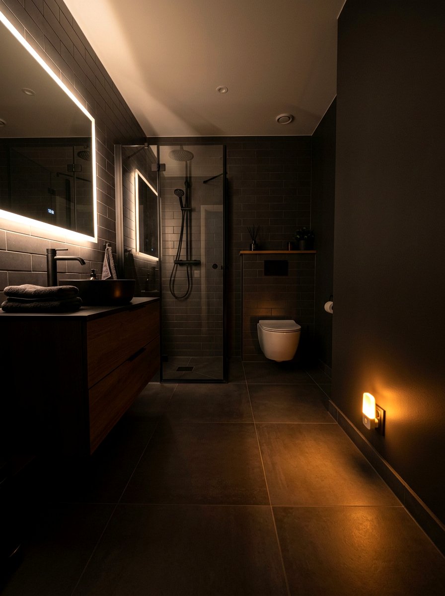 Amber bathroom night light - 30 circadian bathroom lighting ideas