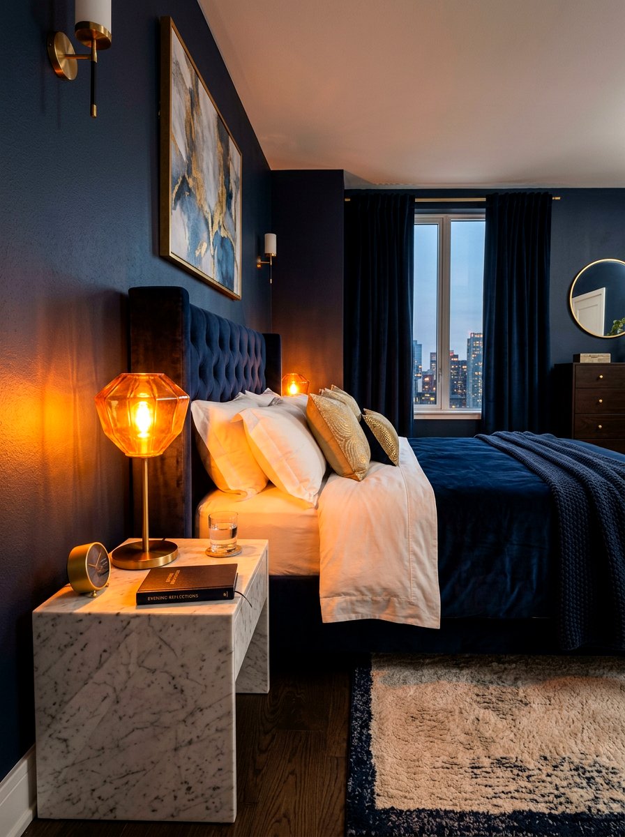Amber bedside lamp - 30 circadian bedroom lighting ideas