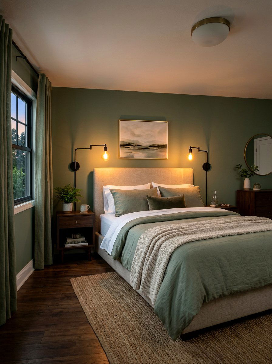 Ambient lighting with warm wall sconces - 30 phone free bedroom ideas for adults