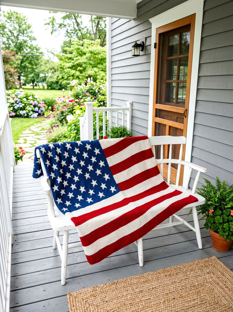 American Flag Throw Blanket - 30 Fourth of July porch ideas