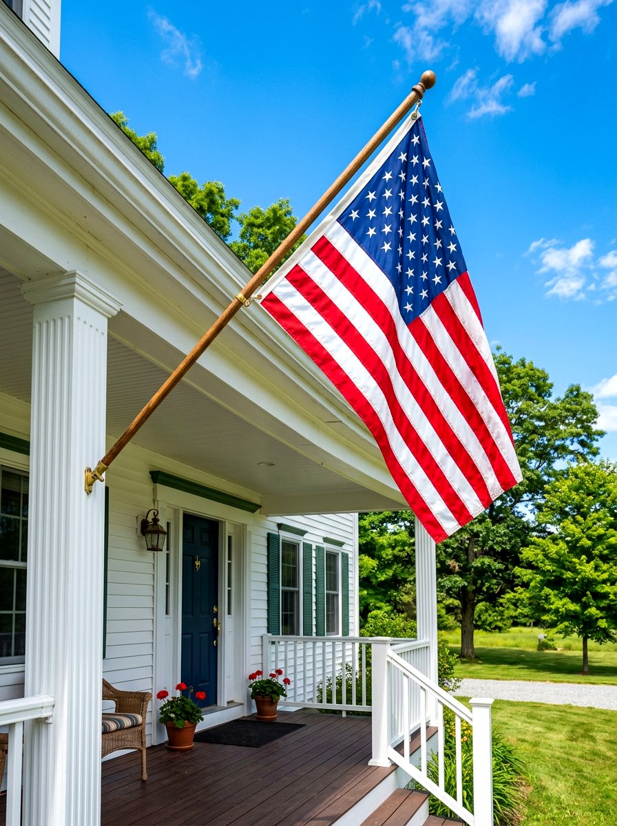 American flag porch display - 30 colonial front porch ideas