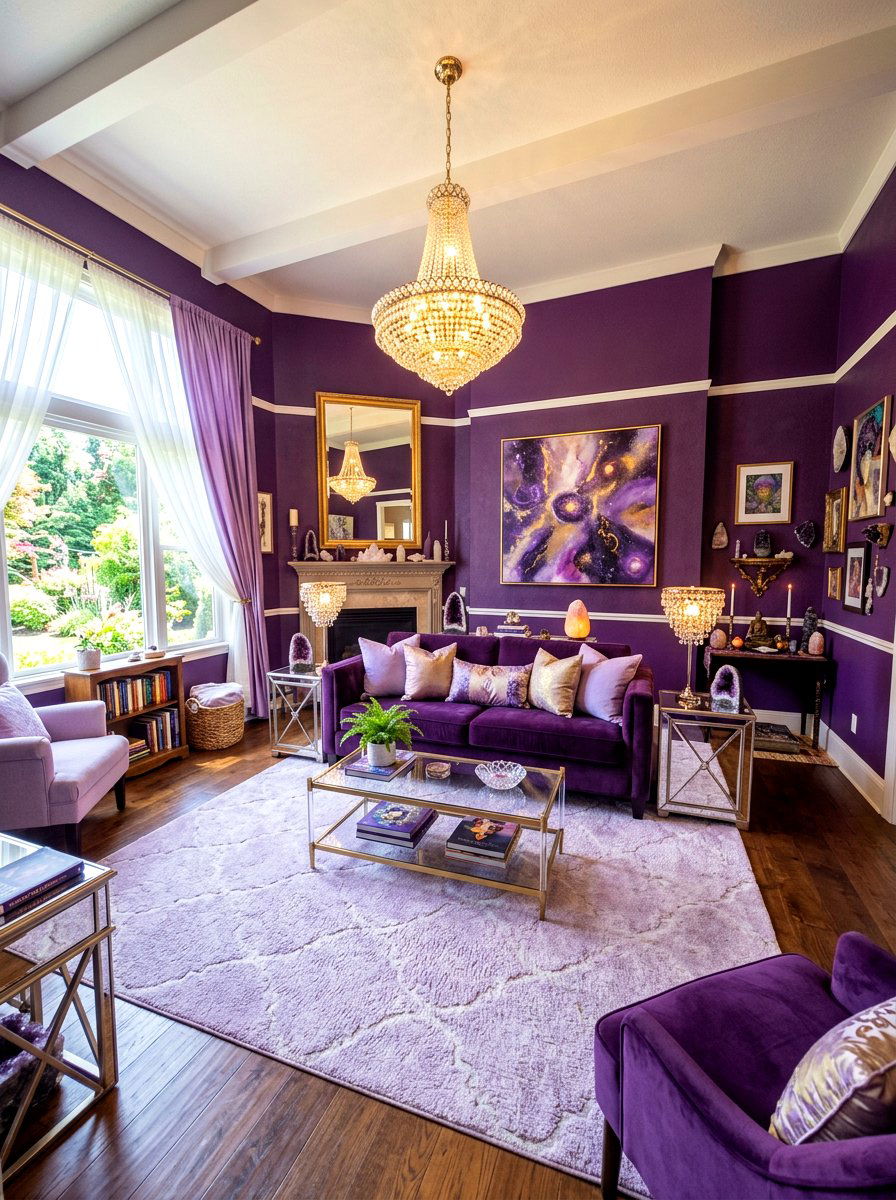 Amethyst Purple Living Room - 30 jewel tone living room ideas