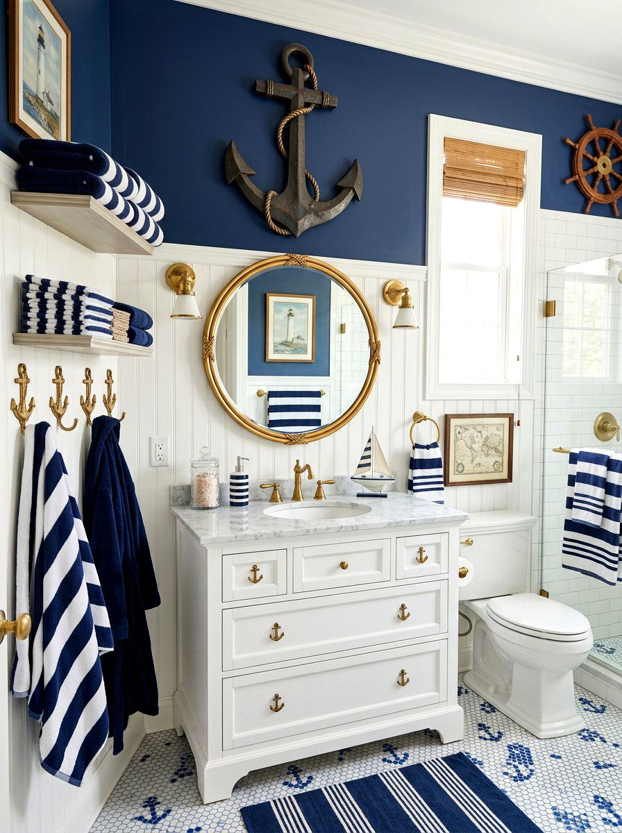 Anchor motif bathroom - 30 nautical bathroom ideas