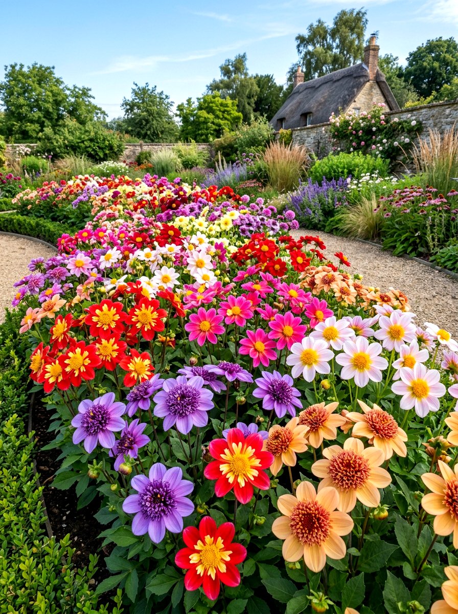 Anemone Flowered Dahlia Bed - 30 dahlia garden ideas
