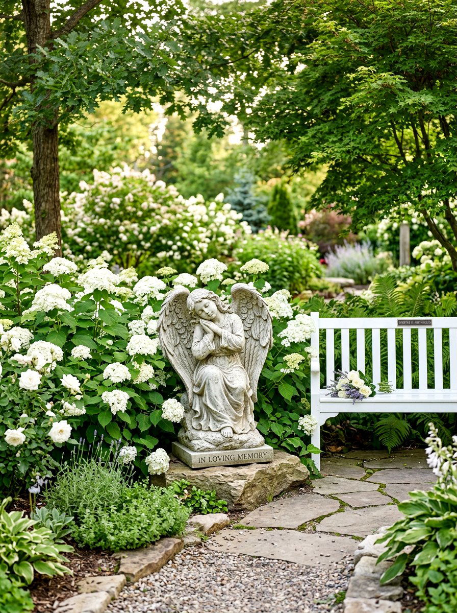 Angel Memorial Garden Statue - 30 garden statue ideas