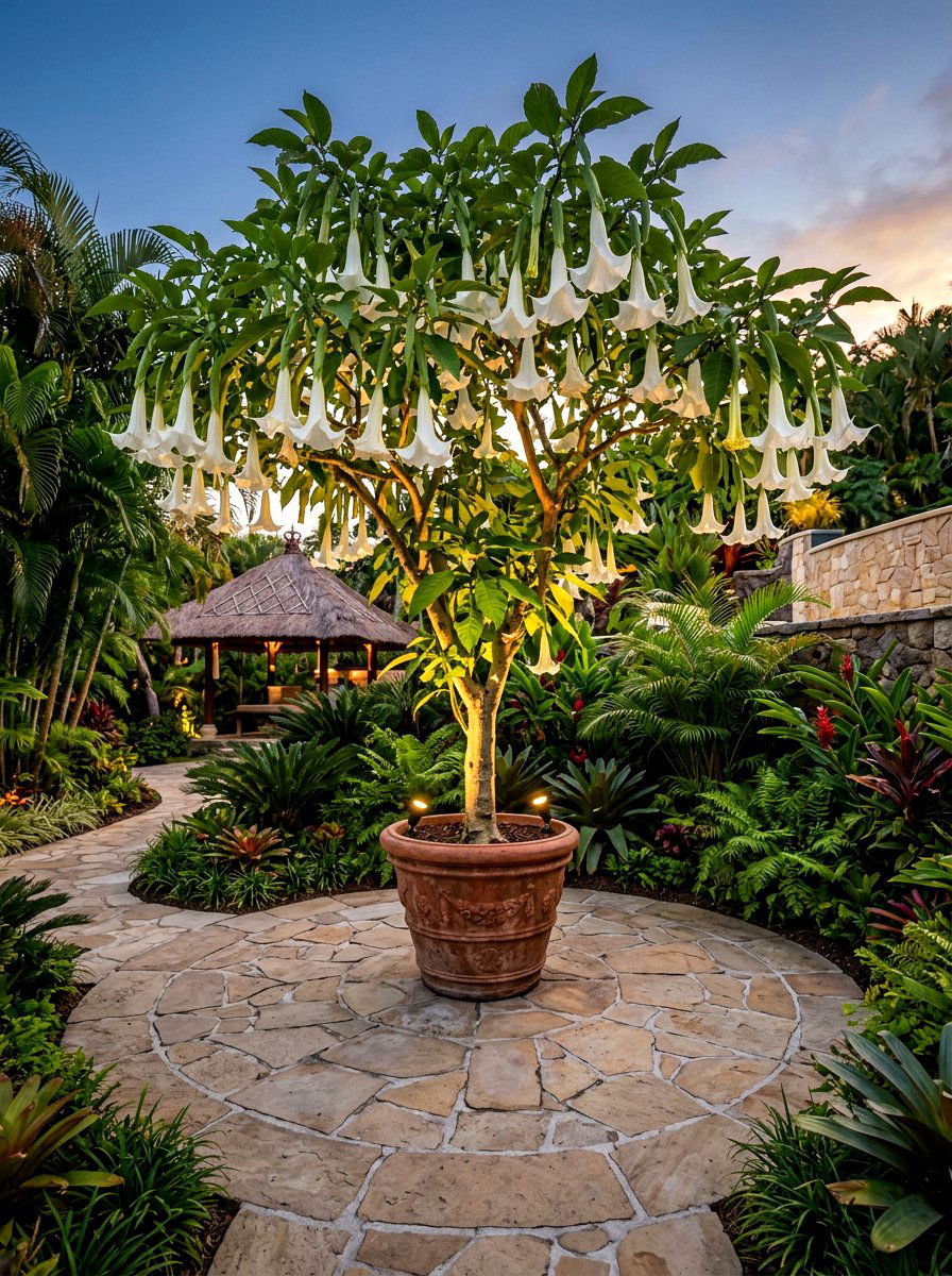 Angels Trumpet Garden Focal Point - 30 evening fragrance garden ideas