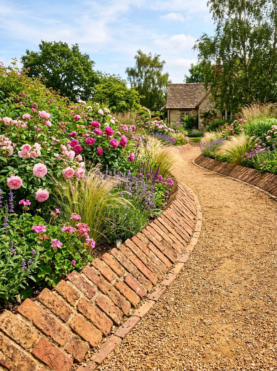 Angled Brick Border - 30 brick garden edging ideas