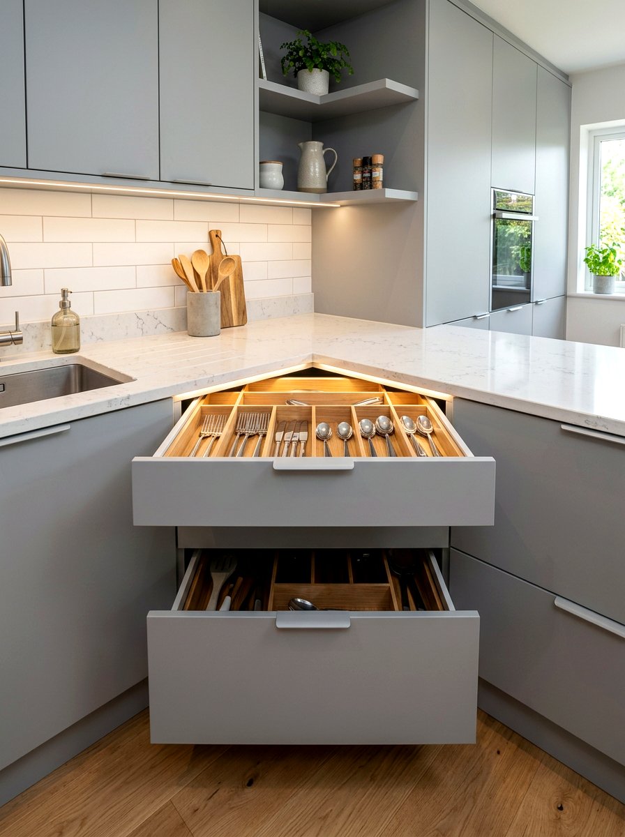 Angled Kitchen Corner Drawers - 30 kitchen corner cabinet ideas