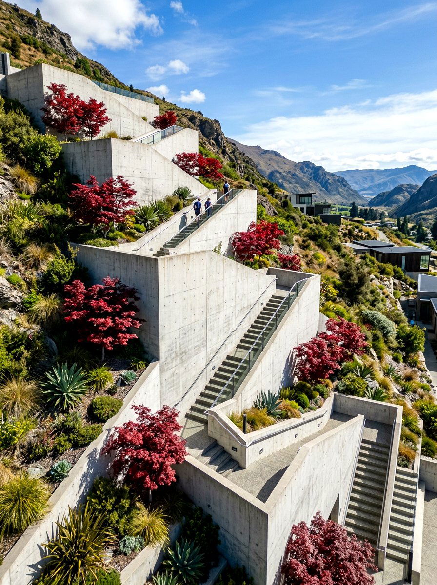 Angular geometric wall - 30 sloped backyard retaining wall ideas