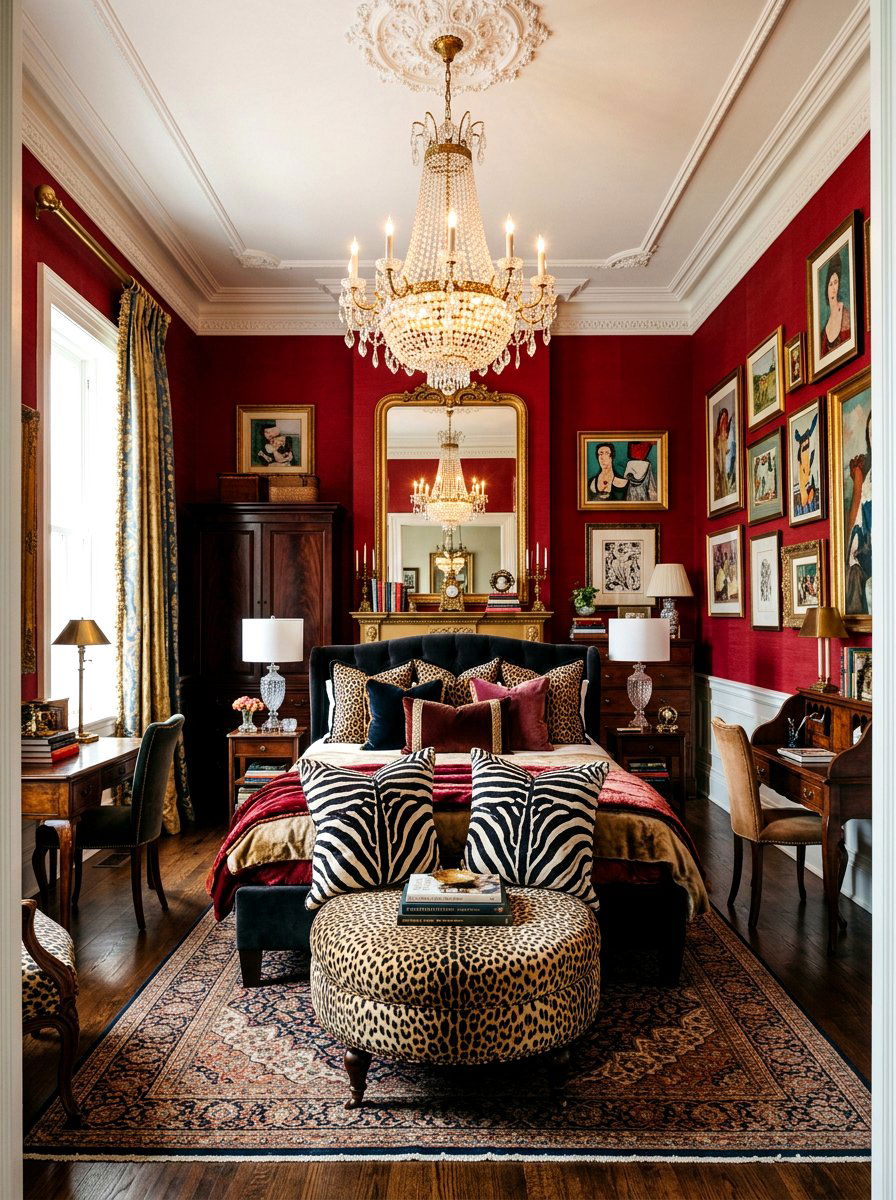 Animal Print Accents - 30 maximalist bedroom ideas