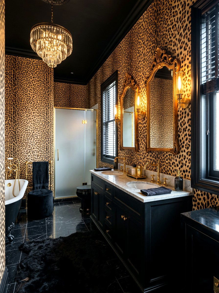 Animal Print Bathroom - 30 bathroom wallpaper ideas