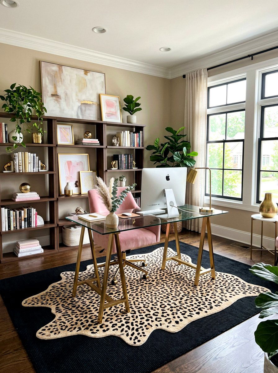 Animal Print Rug On Neutral Rug - 30 layered rug ideas