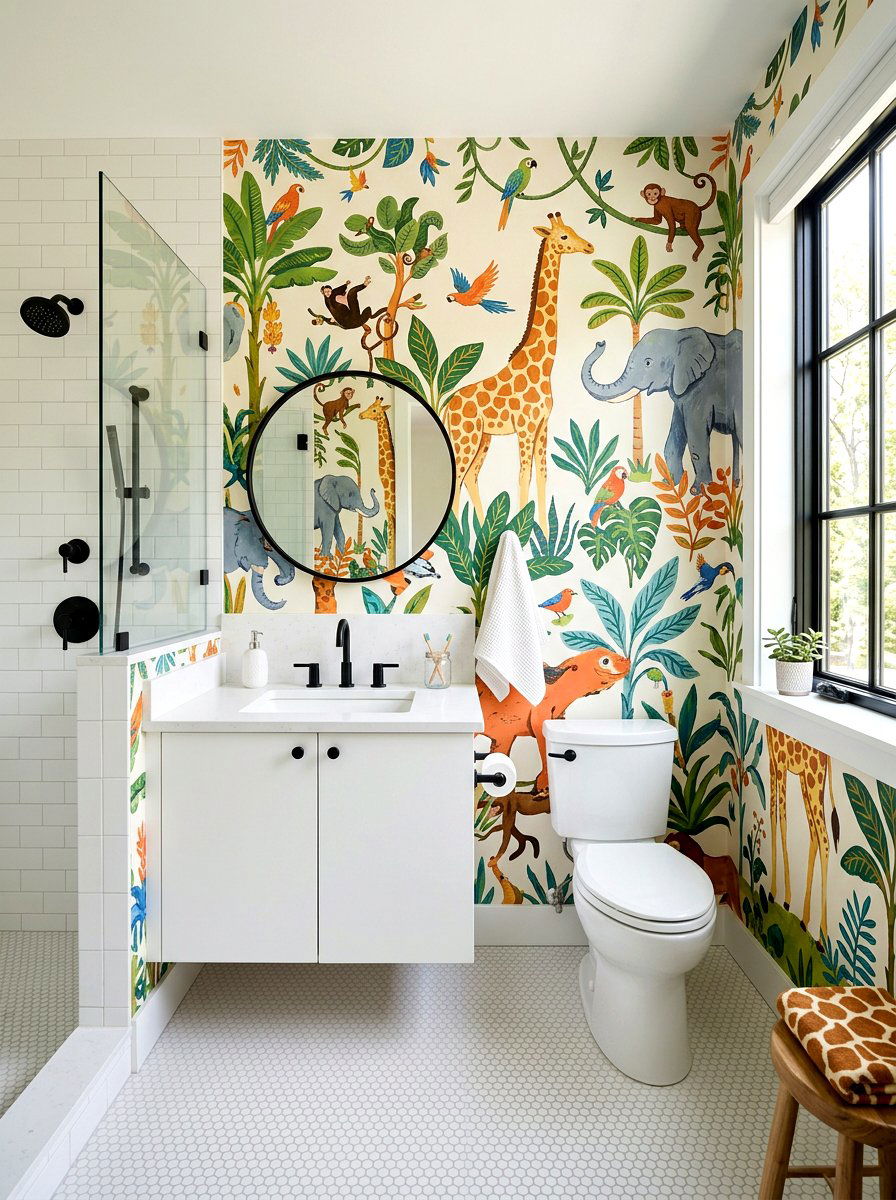 Animal Wallpaper Kids Bathroom - 30 small kids bathroom ideas