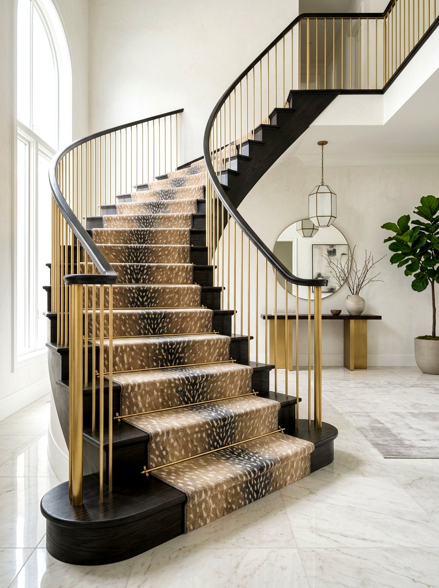 Animal print stair runner - 30 staircase runner ideas