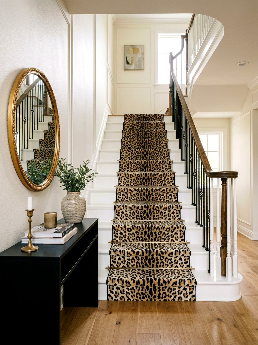 Animal print stair runner - 30 stair runner ideas