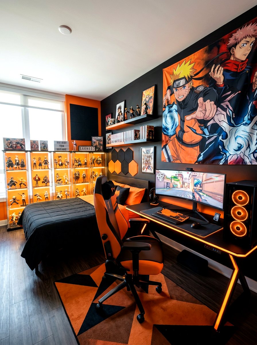 Anime Themed Gaming Room - 30 gamer bedroom ideas