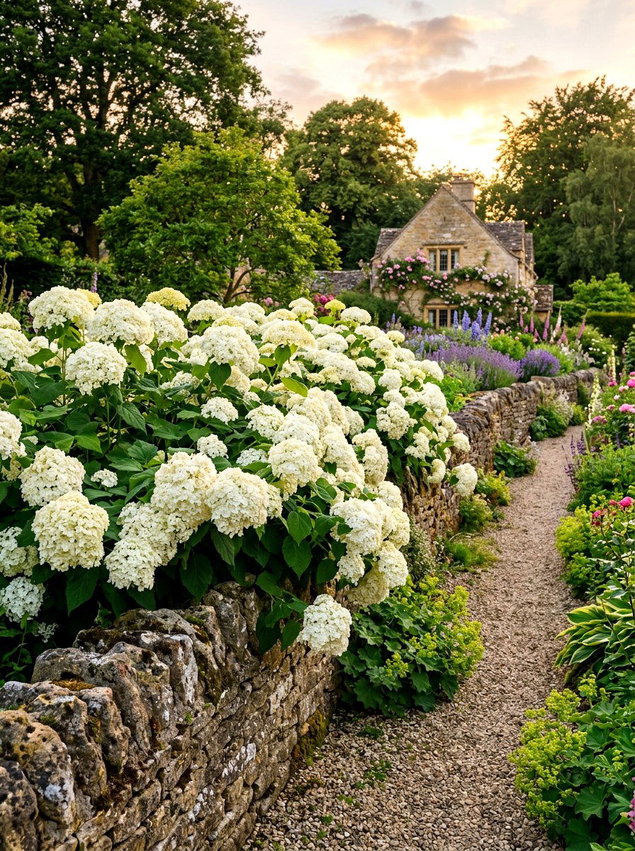 Annabelle hydrangea garden edge - 30 hydrangea border ideas