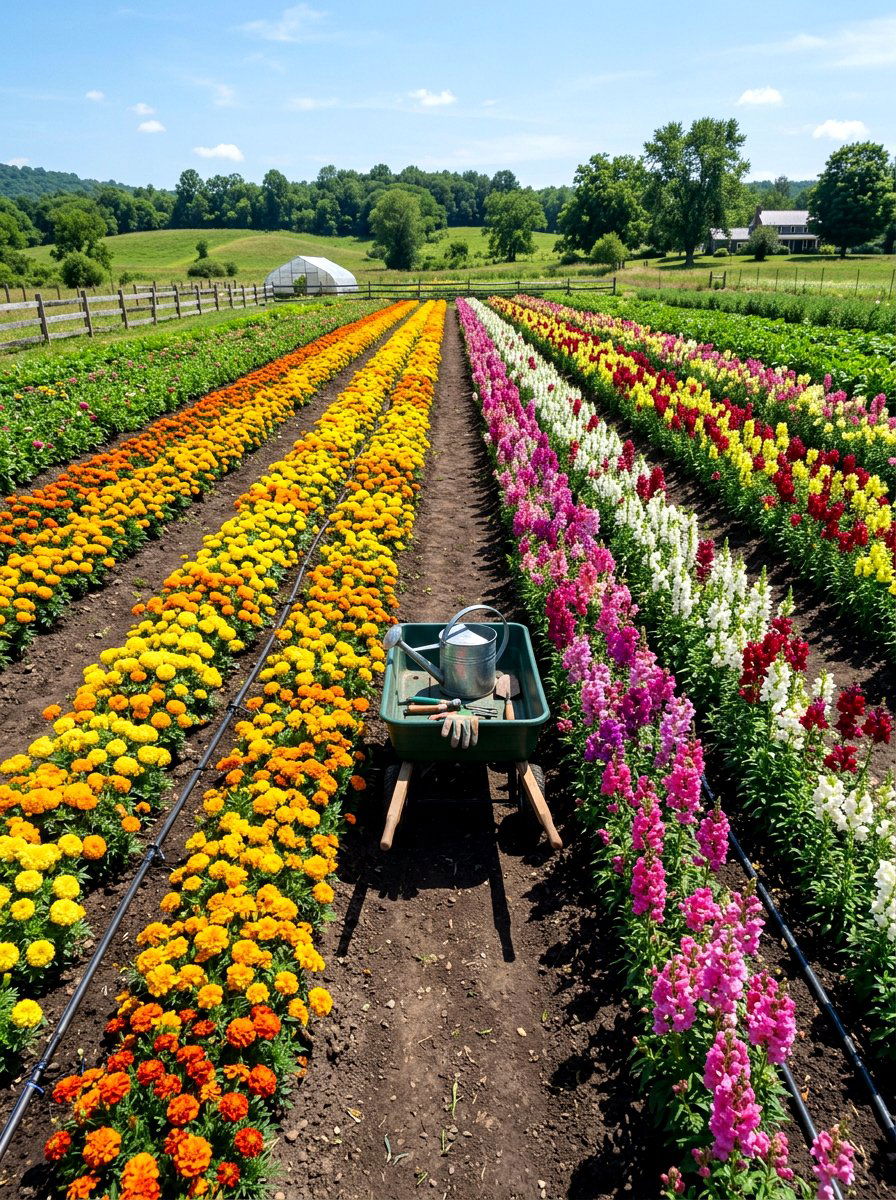 Annual Flower Rows - 30 backyard cutting garden ideas