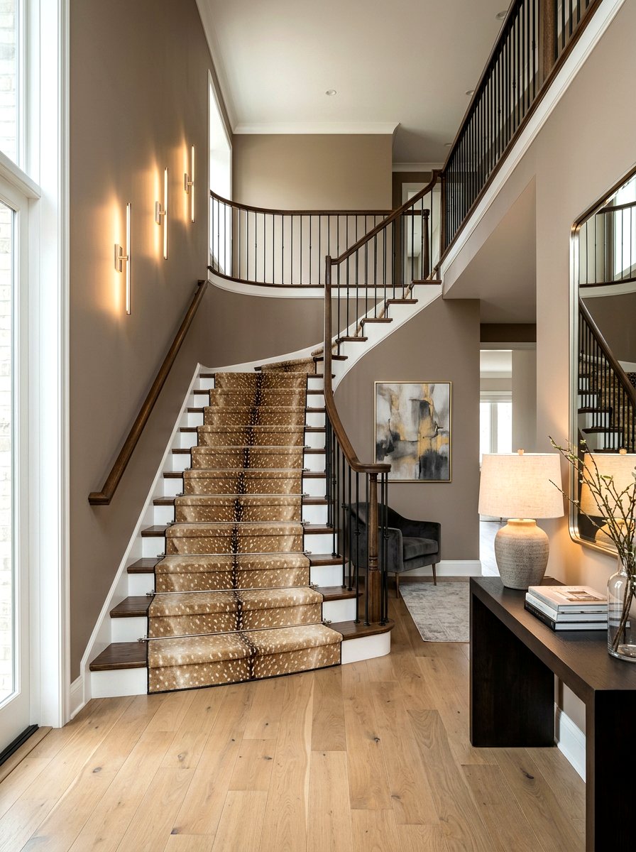 Antelope Print Stair Runner - 30 dramatic stair runner ideas