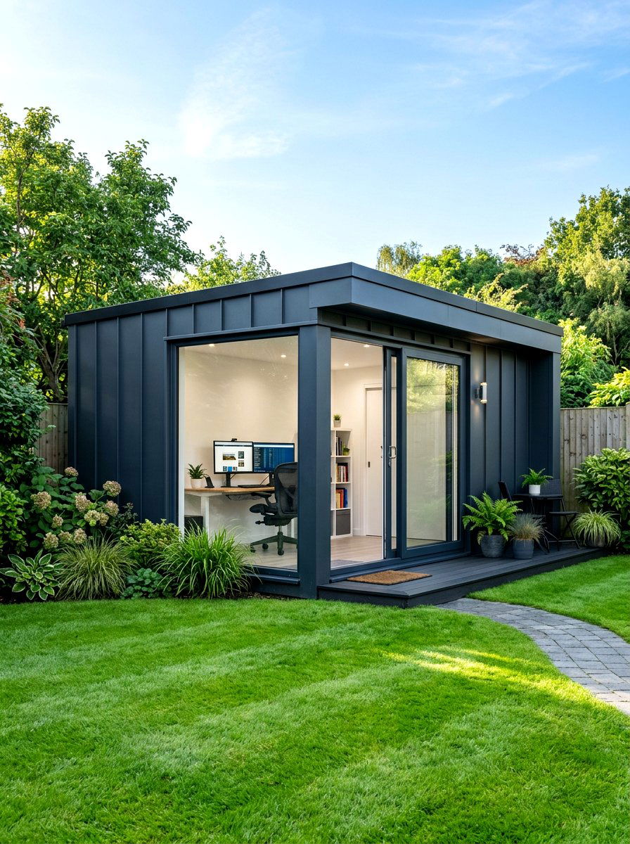 Anthracite Garden Studio - 30 garden studio backyard ideas