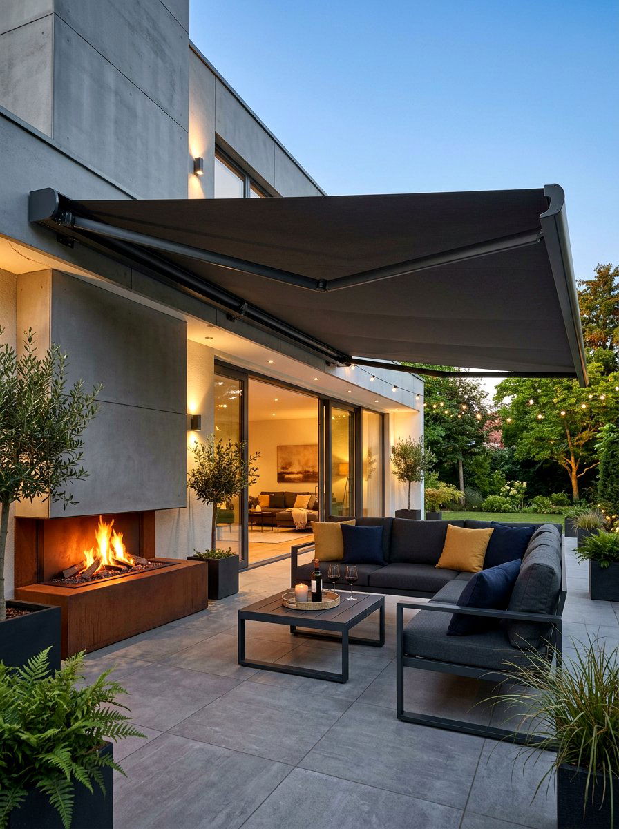 Anthracite Retractable Awning - 30 retractable awning ideas