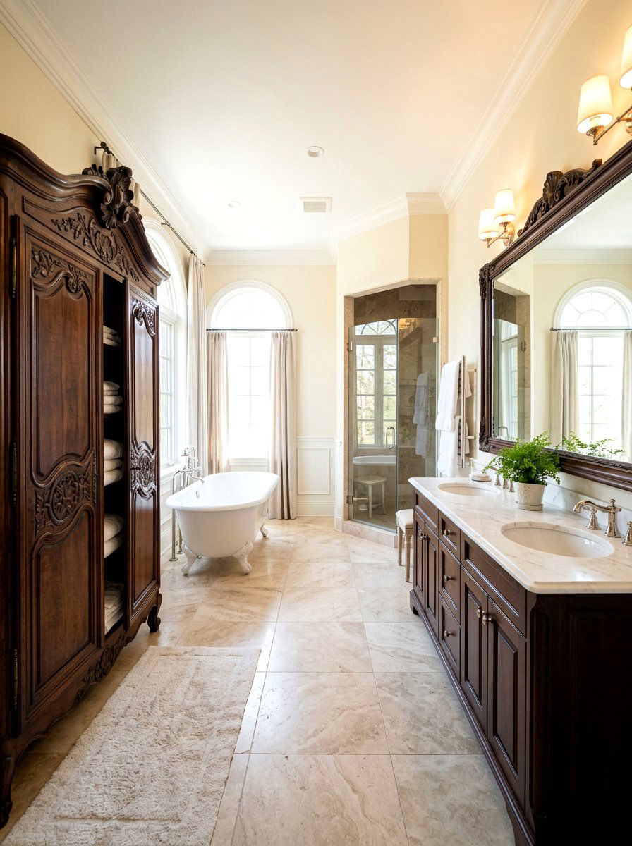 Antique Armoire For Bathroom Linen Storage - 30 French country bathroom ideas