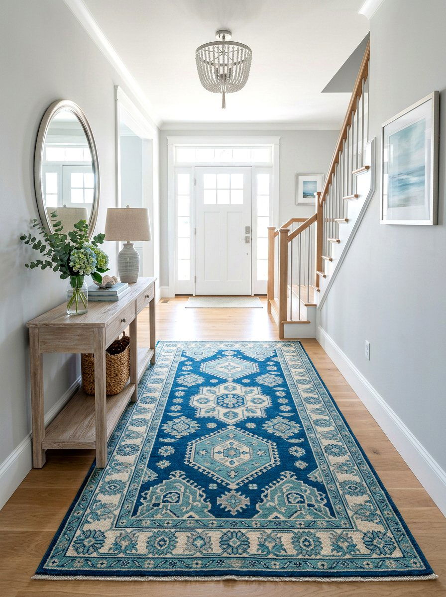 Antique Blue Oushak Foyer - 30 antique rug foyer ideas