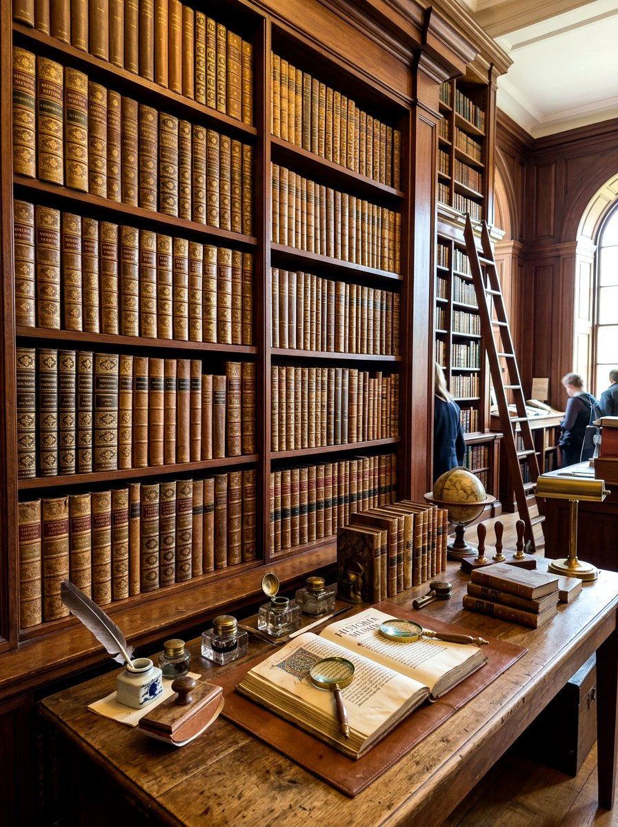 Antique Book Display - 30 glass cabinet decor ideas