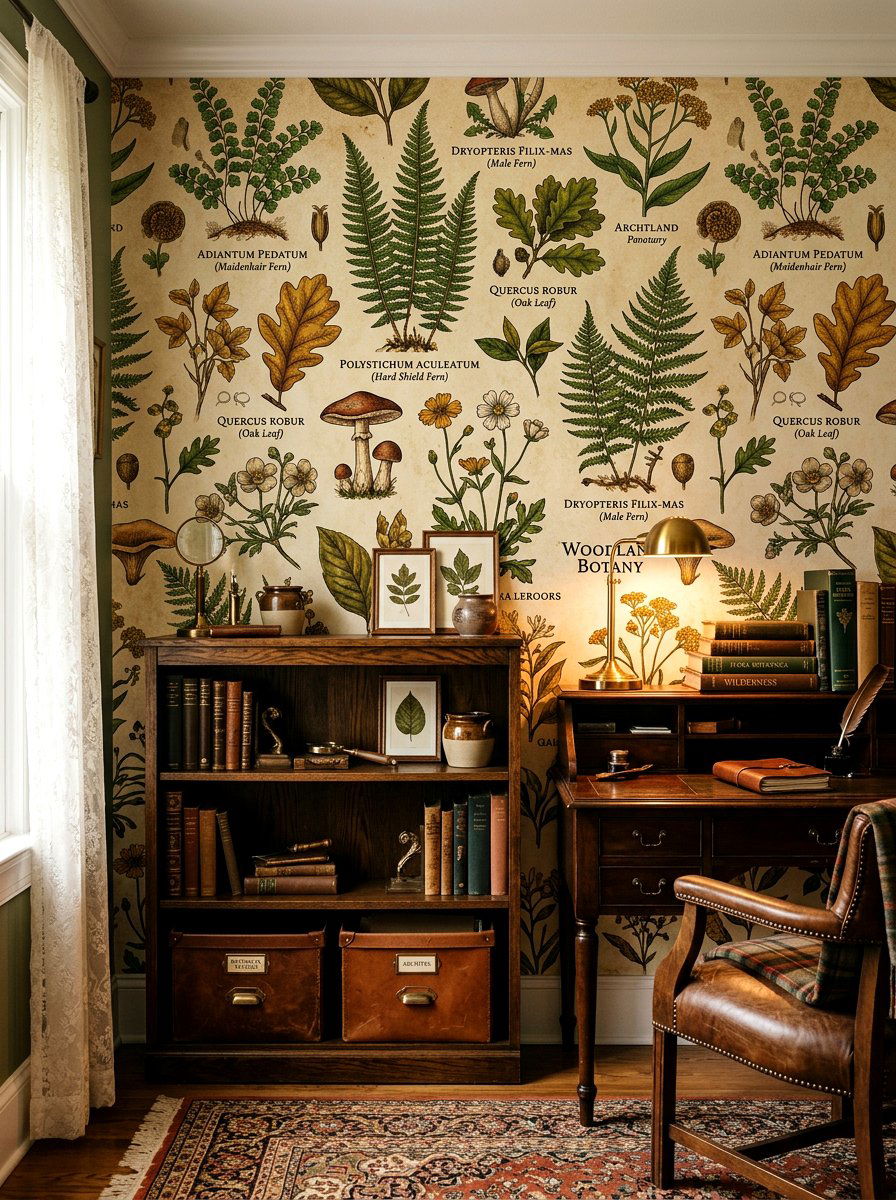 Antique Botanical Woodland Wallpaper - 30 woodland wall mural nursery ideas