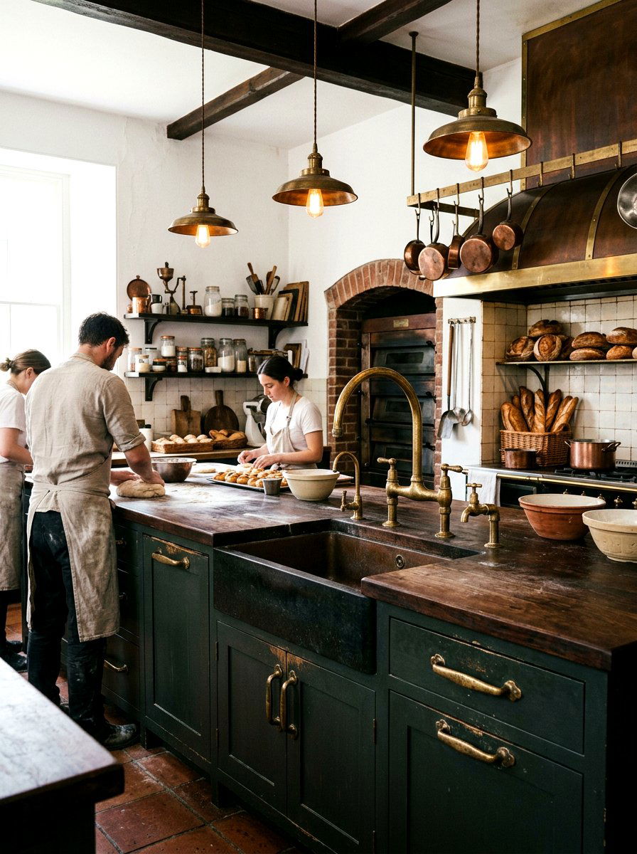 Antique Brass Bakery Kitchen - 30 vintage bakery kitchen ideas