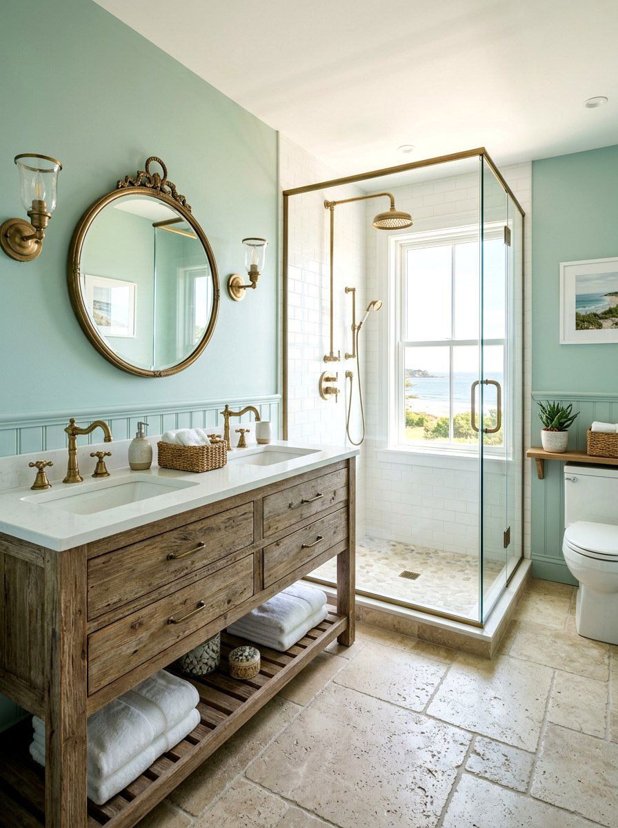 Antique Brass Fixtures - 30 seaside bathroom ideas