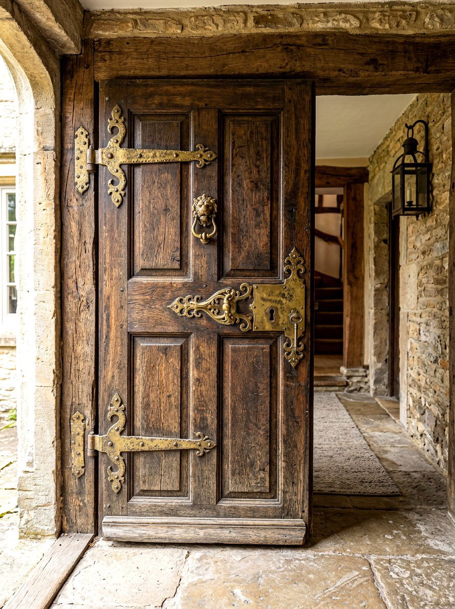 Antique Brass Hardware - 30 old world entryway ideas