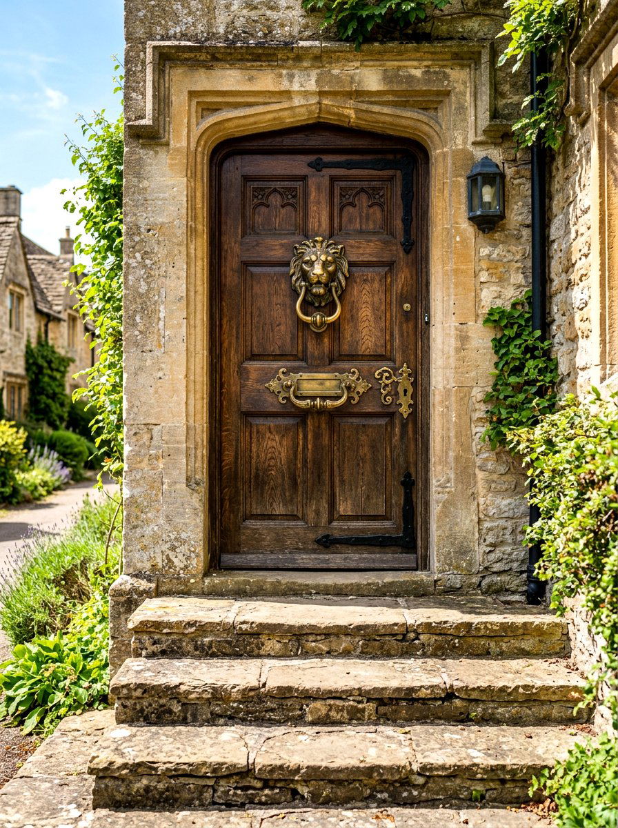 Antique Brass Hardware Entry - 30 cottage stoop ideas